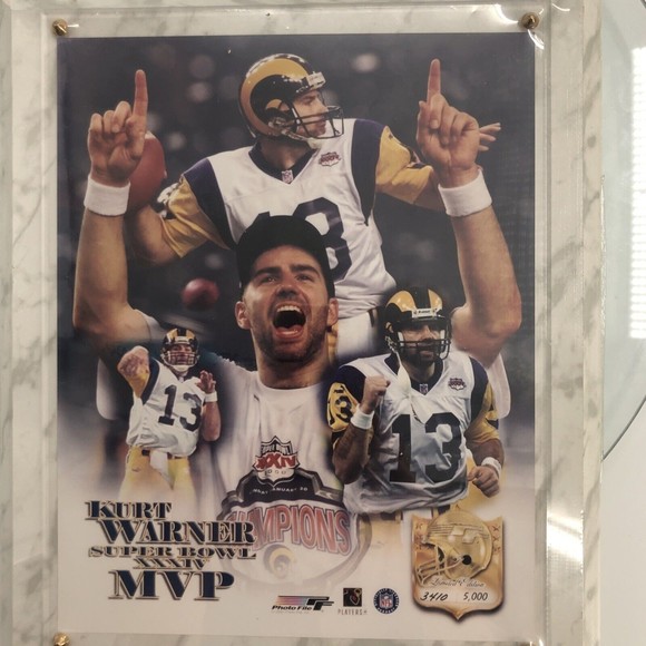 Kurt Warner #13 St Louis Rams Photo Plaque LE 3410 NFL Wall Hanging 10x13 *FLAW - Picture 2 of 12